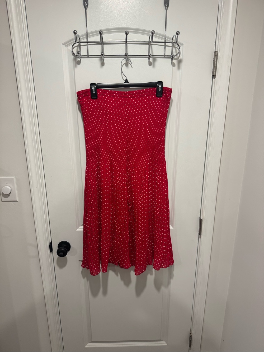 Red Polka Dot Midi Skirt — Flared Everyday Style